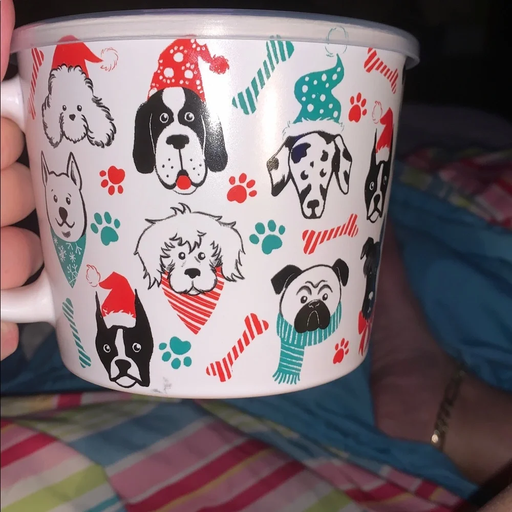 Christmas Dogs all in one cooking stoneware mug nwt